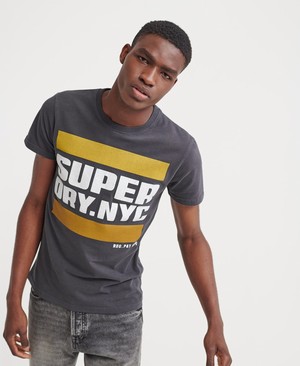 Superdry NYC Tab Férfi Pólók Fekete | SQMCO1796